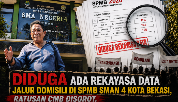SPMB SMAN 4 Kota Bekasi Disorot, Dugaan Rekayasa Data Jalur Domisili Tuai Polemik
