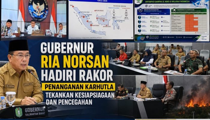 HADIRI RAKOR PENANGANAN KARHUTLA, GUBERNUR RIA NORSAN TEKANKAN KESIAPSIAGAAN DAN PENCEGAHAN