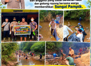 Polsek Tayan Hulu dan Warga Gotong Royong Bersihkan Sungai Pampik, Perkuat Kepedulian Lingkungan